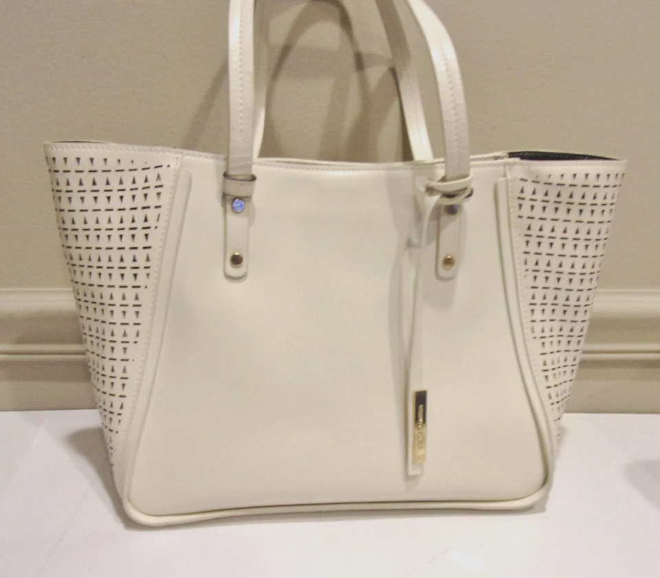 Vince Camuto White Smooth & Perforated Genuine leather Tote Shoulder Handbag - Image 3 of 4