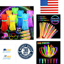 300 Pack Glow Sticks Party Favors Bulk, 8" Glow in the Dark Party Supplies