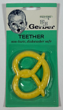 Vintage Gerber Baby Teether Model 6158 Yellow Pretzel Infant Toy NOS NEW SEALED