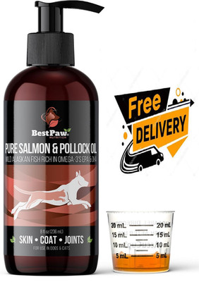 Wild Alaskan Salmon Oil for Dogs | Liquid Omega 3 Fish Oil with Pump | Skin and