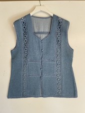 Vintage Weste Jeans Boho Blue Embroidery Festival Gr.40/42