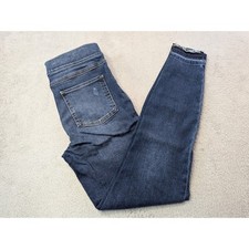 SPANX Womens Denim Jeggings Skinny Distressed Frayed Hem Dark Wash Size S P