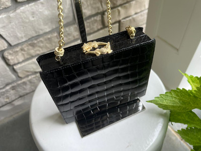 *BARRY KIESELSTEIN CORD* CONVERTIBLE EXOTIC ALLIGATOR TROPHY BOX CLUTCH BAG