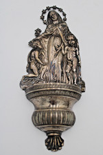 L68-ACQUASANTIERA LOMBARDO VENETO-MILANO-ARGENTO 800-SACRO RELIGIONE SILVER ARTE