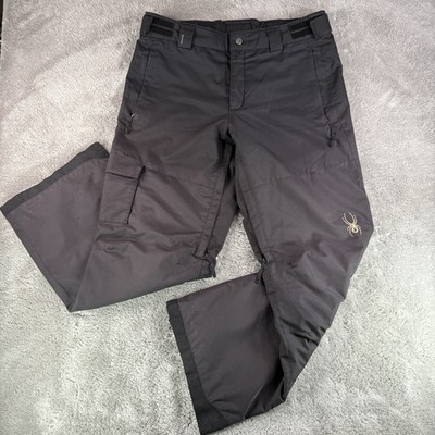 Spyder Ski Pants Mens L Black Cargo Snowboard Winter Waterproof Insulated - FLAW