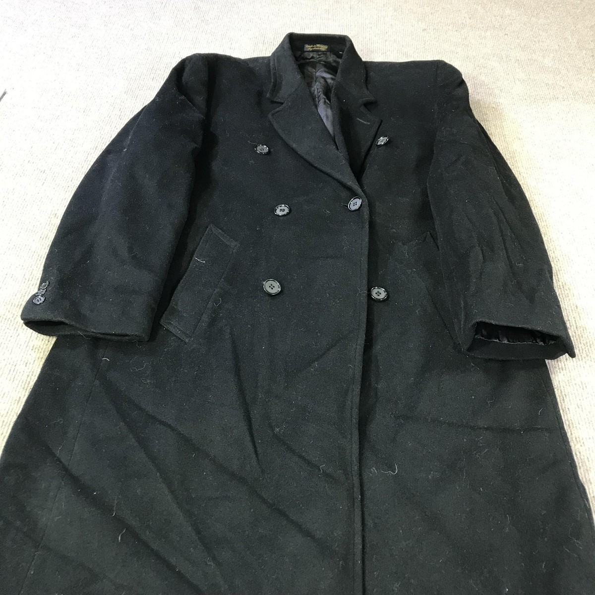 Christian Aujard Coat Mens Large 42 Cashmere Blend Double Breasted