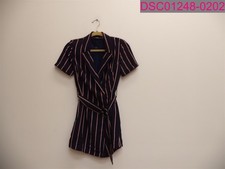 Dress Forum Los angeles Women's Striped Dress with Belt Blue Short sleeve Small