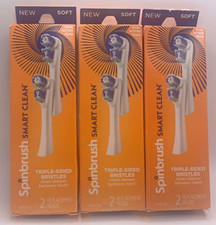 3PK SpinBrush Smart Clean Triple-Sided 2 Replacement Heads EA Soft Bristles