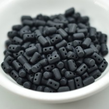 3x5mm Rulla, Jet Matte 2-Hole, 50 Beads, Czech Glass