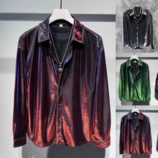 Causal Elegantes Herren Loose Fit Hemd mit Glanz Finish in verschiedenen Farben