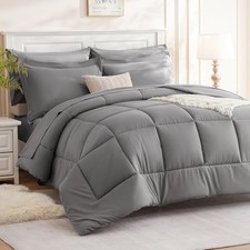 Comforter Set - 7 Pieces All Season Luxury Bed in a Bag Size - Queen Dark Grey