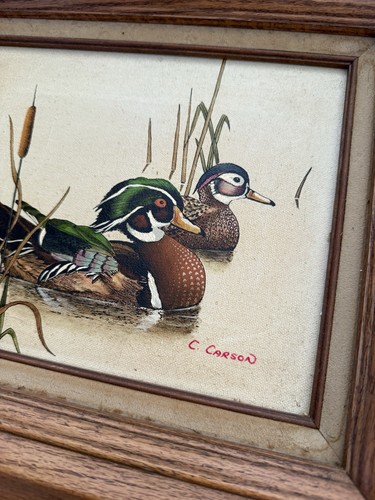 Vintage C Carson Enten Teich Öl auf Leinwand Gemälde signiert Holzrahmen zertifiziert - Bild 3 von 11