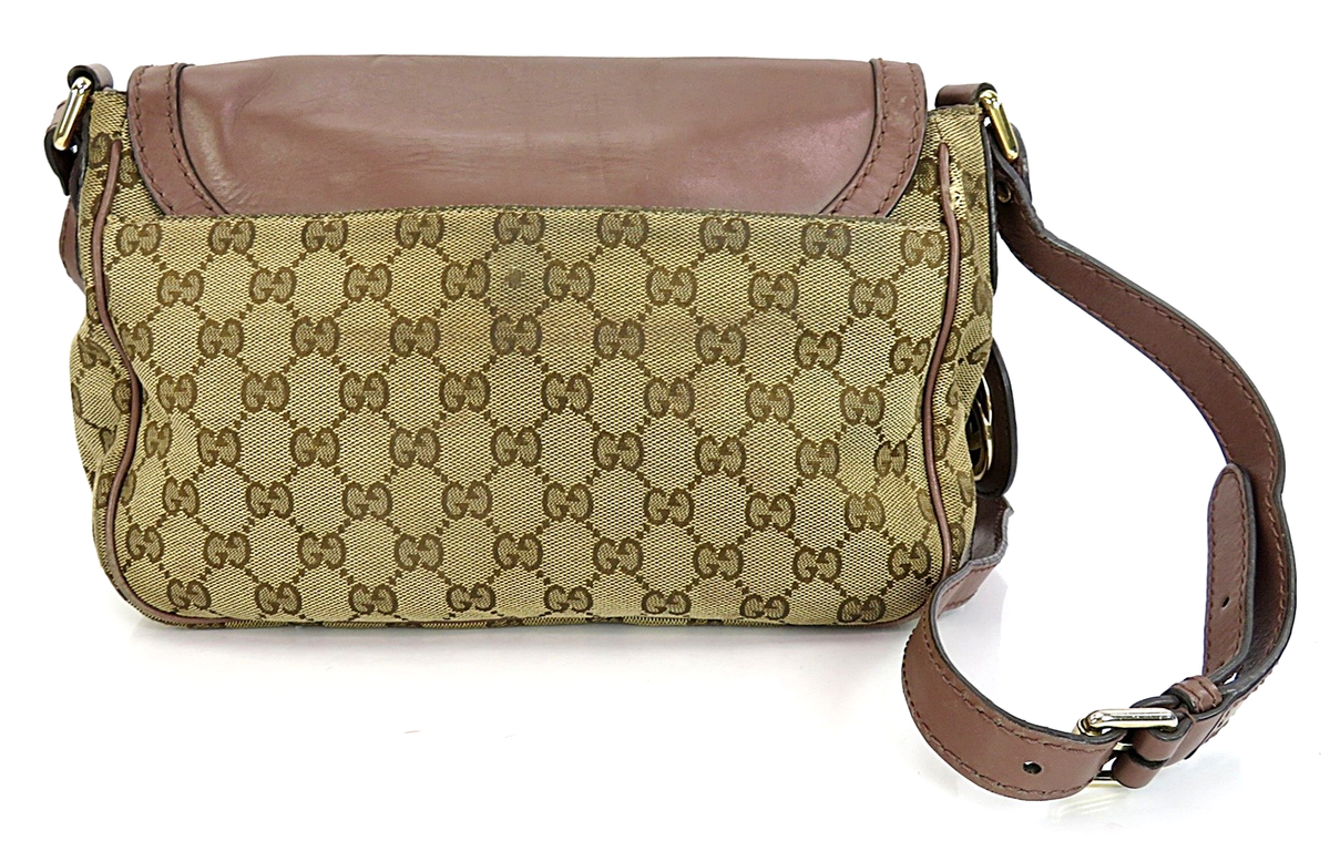 Authentic GUCCI Sukey Brown GG Canvas and Leather Shoulder Bag