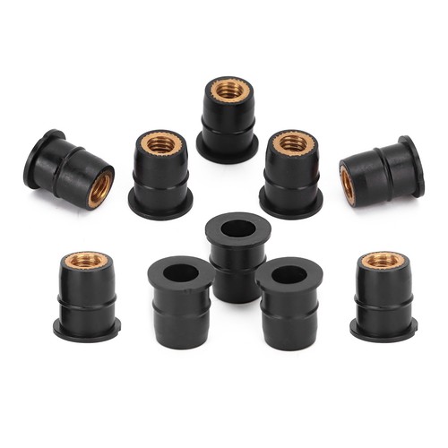 ˘10PCS Well Nut M6x0.8mm Rubber Captive Brass For Motorcycle ATV Windscreens - Picture 10 of 12