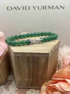 Bracciale uomo David Yurman argento sterling onice verde perline misura 8”
