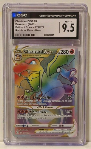 Charizard VSTAR CGC 9.5 Brilliant Stars 174/172 Rainbow Rare Holo Pokemon 2022