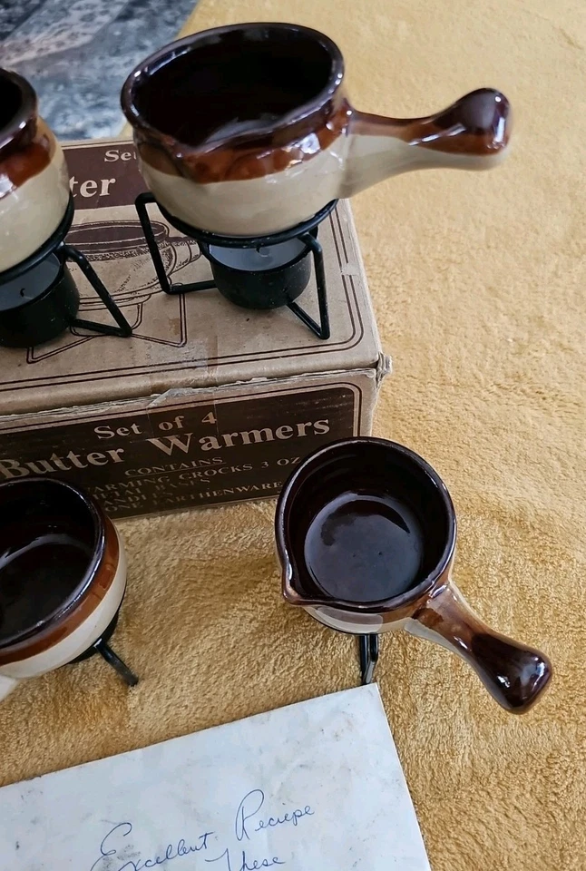 Mini Vasos Calentador de Mantequilla de Gres con Juego de Caja (4) con Receta :) *Leer* Foto 3 de 4