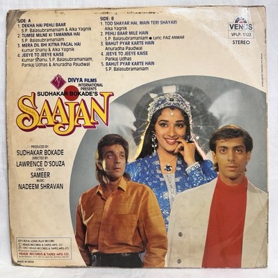 Saajan LP Vinyl Record Rare 1991 Nadeem Shravan Bollywood Hindi