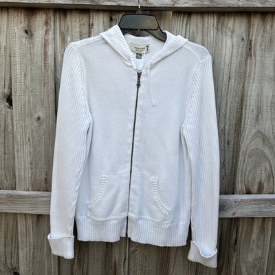 Sonoma Life & Style White Zip Up Hoodie Sweater Elevated Basics Casual Classic S