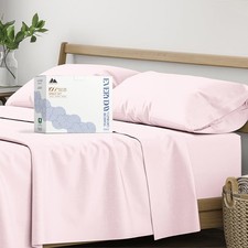 Mayfair Linen King Size 100 Organic Cotton Percale Weave 4 PC Sheet Set Blush