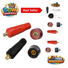 4pc 200A TIG Welding Cable Set - Durable Red & Black Plug & Socket Connectors