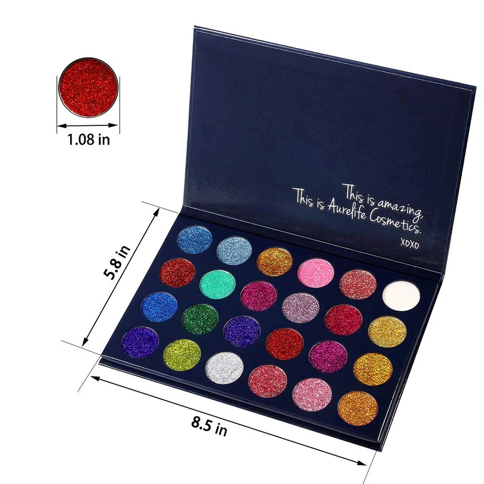 24 Color Pressed Glitter Eyeshadow Palette - Mineral Ultra Shimmer Makeup Palett - Image 3 of 4
