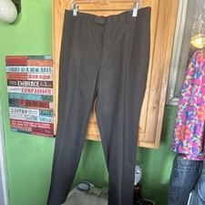 Claiborne Gray Polyester Flat Front Men's Dress Pants Straight Leg 32x30