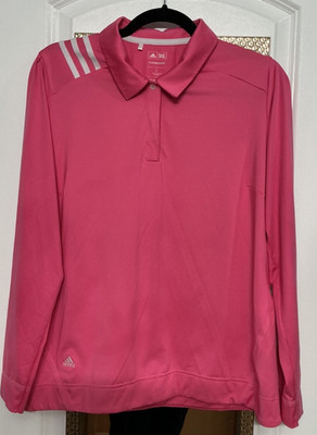 Adidas Climacool Top Shirt Golf Women's Size M Pink 1/4 Button Long Sleeve