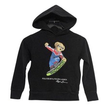 Polo Ralph Lauren Snowboard Bear Hoodie Boys Size Small Black Pullover Sweatshir