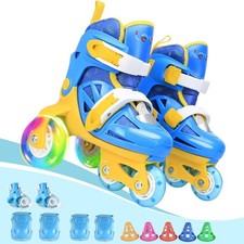 Kids Adjustable Quad Roller Skates Beginner Set with Training Cones Pads