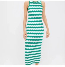 HYACINTH HOUSE Green & White Wavy Knit Stripe Wilder Dress Size XS NWT