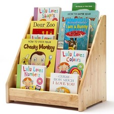 Montessori Bookshelf for Toddler 1-5 Years, Kids Wooden 5-Tier Front Natural