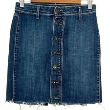 Vintage 90s Jordache Denim Mini Skirt Button Fly Front Womens 26 Raw Hem Y2K