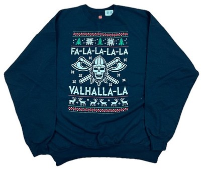 NEW Valhalla Viking Scull Christmas Winter Fairy Isle Ugly Sweater Pullover XL