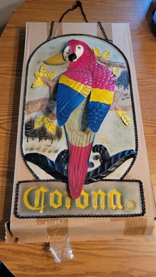 Corona Beer Parrot Bird 3D Tin Metal Sign Bar Game Room Man Cave New