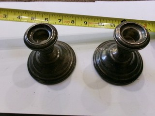 Coppia di candelabri vintage Wallace in argento sterling pesati 11 9 once ciascuno