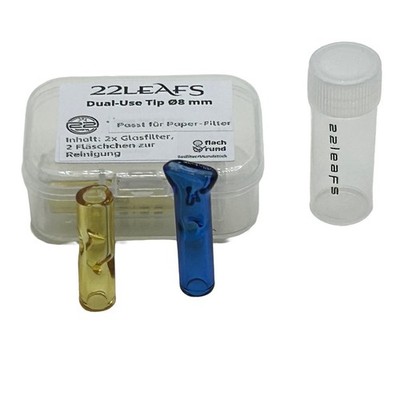 Dual-Use Glasfilter Mundstück 8mm 2er Set I Tip Filter für Paper Rund/Flach