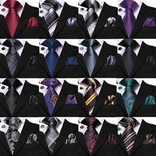 Mens Woven Ties Green Paisley Floral Necktie Hanky Cufflink Set Wedding Party 3P