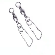 100PCS Fishing Barrel Swivel with Interlock Snap Fishing Swivel Size 16#-5/0