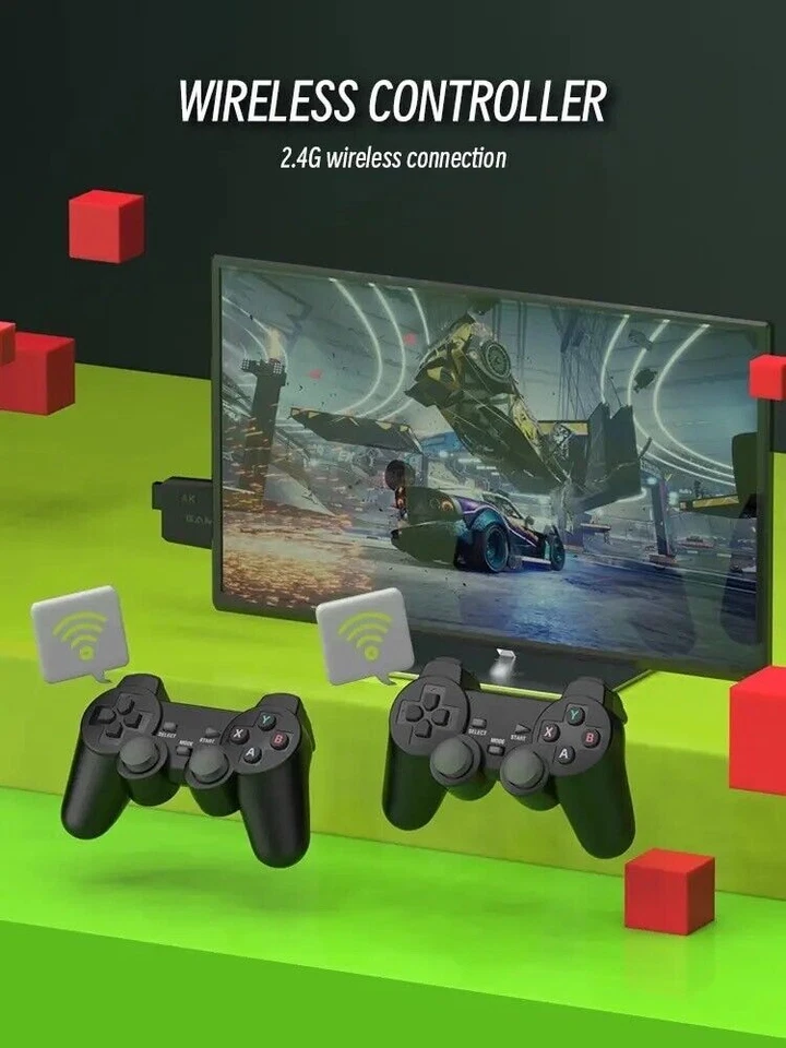 Console Game Stick Wireless HDMI 4K TV Integrata 64GB 20000+Giochi Retro 2 Gamepad - Immagine 4 di 4