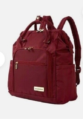 Samantha Brown Convertible Nylon Backpack BURGUNDY Travel  display picture 2