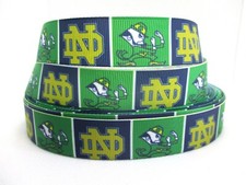 Notre Dame Univ Fighting Irish on 7/8" Grosgrain Ribbon YOUR CHOICE 5 or 10 Yard