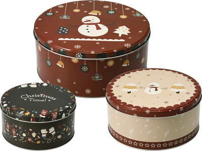 Keksdose SNOWMAN 3er Set - Plätzchendose Gebäckdose Blechdose Weihnachten 20x9cm