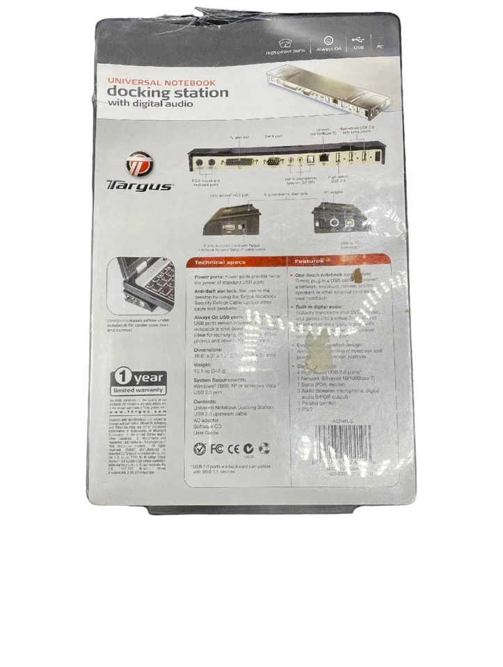 Estación de acoplamiento para computadora portátil/notebook Targus ACP45US Foto 4 de 4