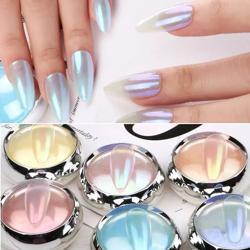 Ice Transparent Chrome Nail Powder Glitter Mermaid Mirror Powder Nail Art  Decorations Manicure UV Gel Polish Pigment Design