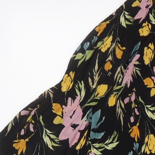 Klass Womens Black Floral Polyester Basic Blouse Size 18 V-Neck - Pleated - Picture 6 of 10
