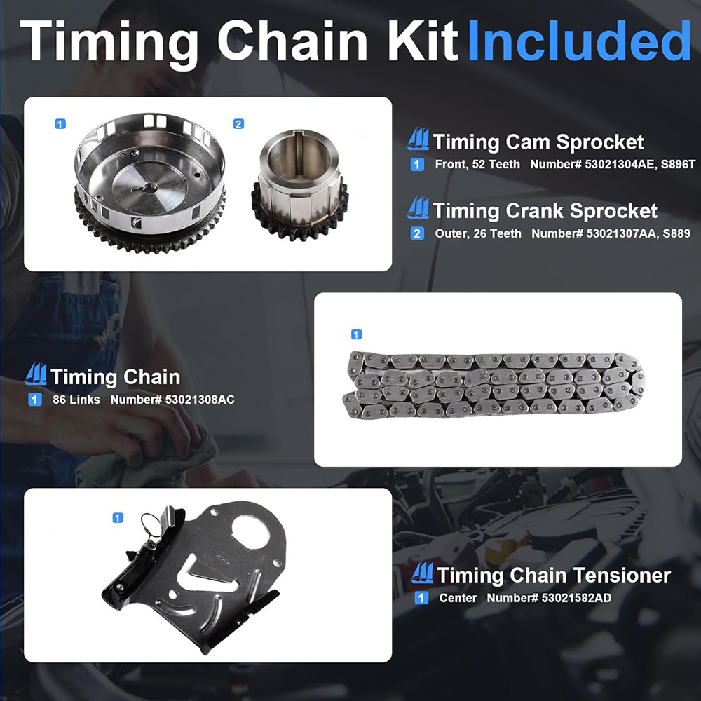 5.7L Hemi Timing Chain Kit Water Pump and Oil Pump for 2003-2008 Dodge Ram 1500