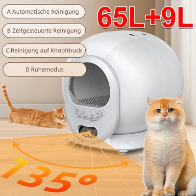 DEPMOG Katzenklo Selbstreinigend Automatisch 65L + 9L Katzentoilette für Mehrere Katzen