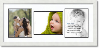 ArtToFrames Collage Mat Picture Photo Frame 3 8x10'' Openings in Satin White 117