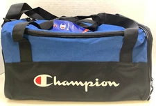 Champion Logo Duffel Bag, 19" x 9.5" x 9.5", Blue/Black, Free Shipping!!!